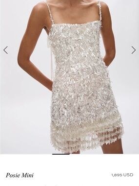 Rachel Gilbert Ivory Sequin Fringe Posie Mini Dress
